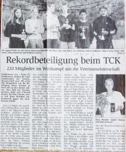 11.07.2002: 220 Mitglieder beteiligen sich an der Vereinsmeisterschaft
